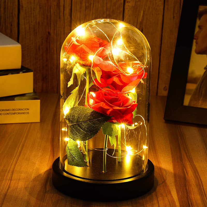 LED Night Light Immortal Flower Rose Decoration - - Gift - Carvan Mart