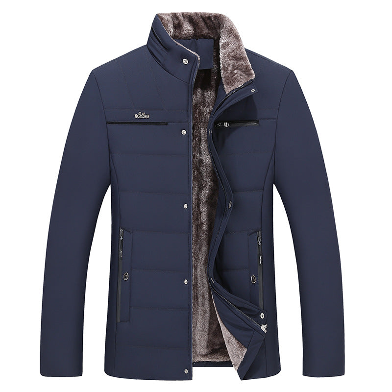 Plus Velvet Thickened Cotton Clothing For The Elderly - Blue - Men's Jackets & Coats - Carvan Mart