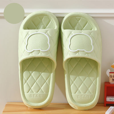 Rhombus Bear Slippers Indoor Non-slip Thick Sole Floor Bedroom Slippers - Green - Women's Slippers - Carvan Mart