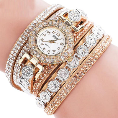 Relogio masculino Women Quartz Women PU Leather Rhinestone Watch Bracelet Watches - Carvan Mart