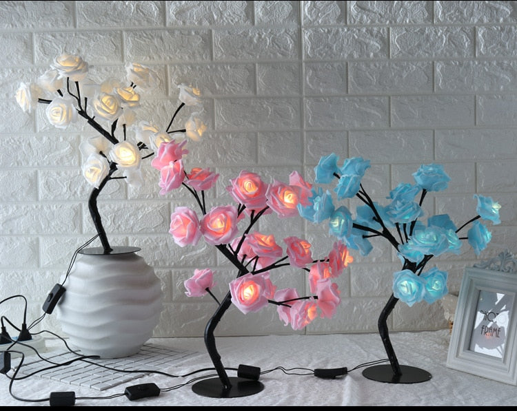 Led Tree Lamp Rose Small Tree Lamp Modeling Table Lamp - - Led Lighting - Carvan Mart