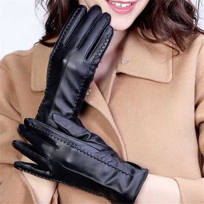 Lined warm PU leather gloves - Carvan Mart