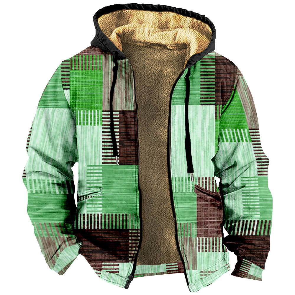 Men's Multi-color Pattern 3D Digital Printing Hooded Cotton-padded Jacket - Carvan Mart Ltd