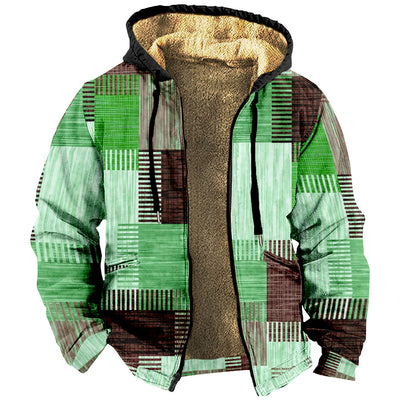 Men's Multi-color Pattern 3D Digital Printing Hooded Cotton-padded Jacket - Carvan Mart