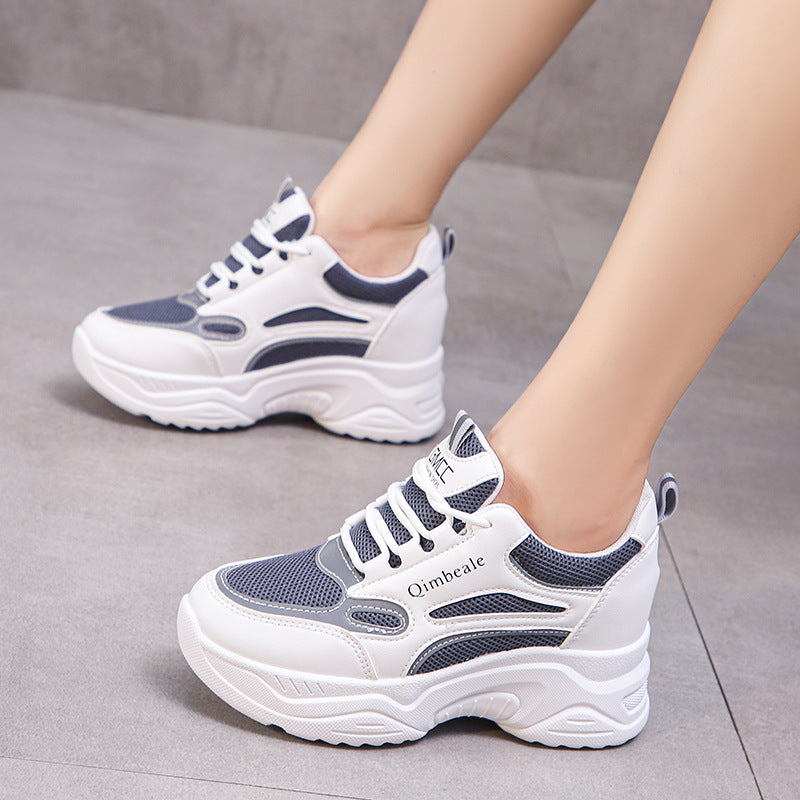 Height Increasing Insole Dad Shoes Mesh Casual Sneakers Platform Running Tourism White Shoes - Carvan Mart Ltd