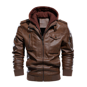 Men's washed leather leather jacket - Brown - Genuine Leather - Carvan Mart