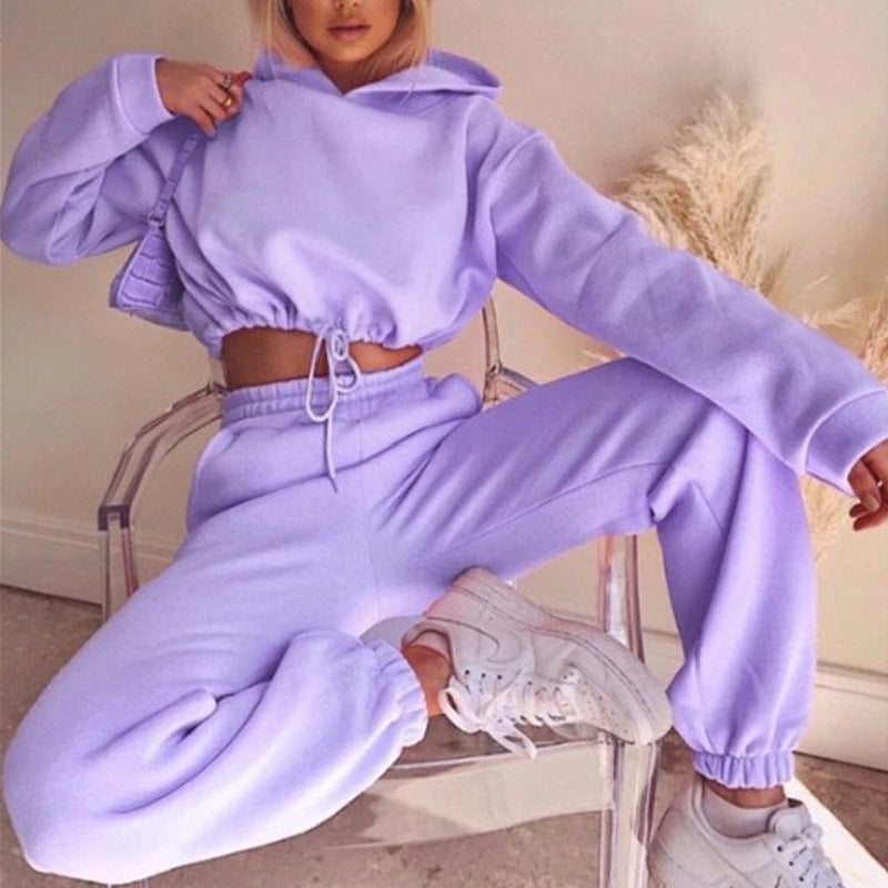 Women 2 Piece Sweat Suit Tracksuit Long Sleeve Hoodie Sportswear - Carvan Mart