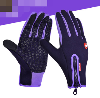 Outdoor Waterproof Gloves Touch Screen Windproof Riding Zipper Sports Winter Warm Fleece Mountaineering Gloves - Carvan Mart
