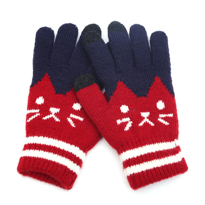 Couple knitted gloves touch screen gloves - Red B - Women Gloves & Mittens - Carvan Mart