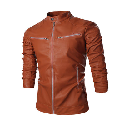 Korean Mens Leather Jacket Motorcycle Jacket Men - Carvan Mart