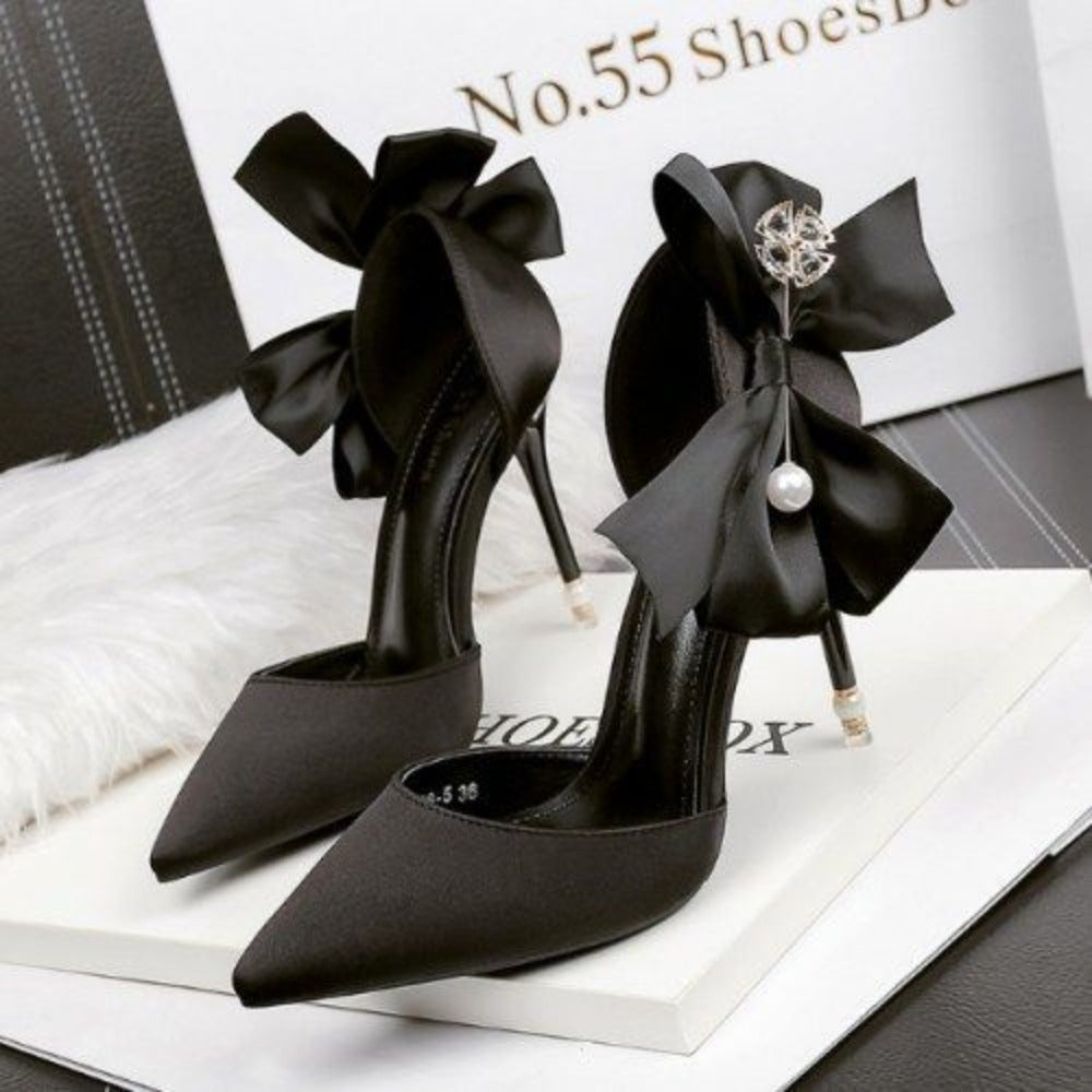 Women's Shoes Bow Pearl 10 cm Stiletto Heels Pointed Toe High Heels - Carvan Mart