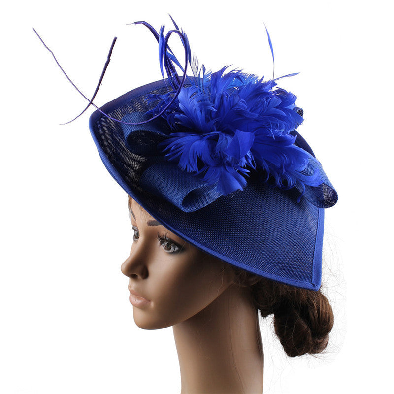 Handmade Fascinator Hat Head Jets Brides Wedding Feathers Hat - Blue - Women's Hats & Caps - Carvan Mart