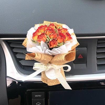 Natural Mini Rose Dry Flower Valentine Car Decor - Laughter - Gift - Carvan Mart