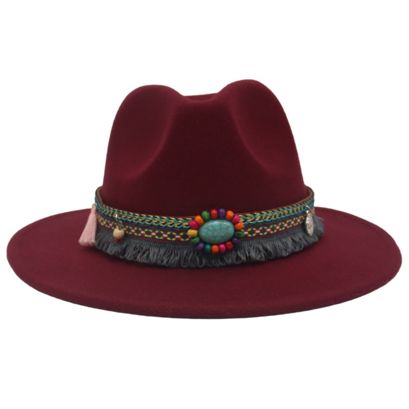 Ethnic Style Western Cowboy Hat Gem Accessories Tibetan Top Hat - Carvan Mart