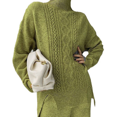 Idle Style Fashionable Set That Makes You Look Younger Women's Turtleneck Knitting Sweater - Carvan Mart