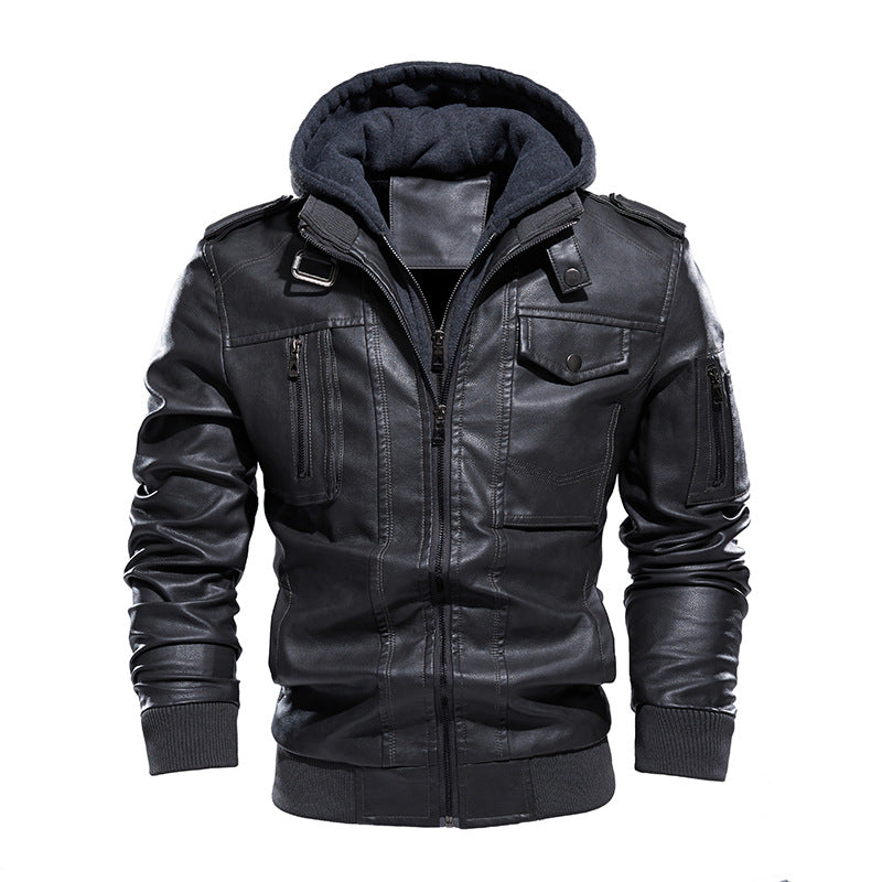 Men's washed leather leather jacket - Carvan Mart