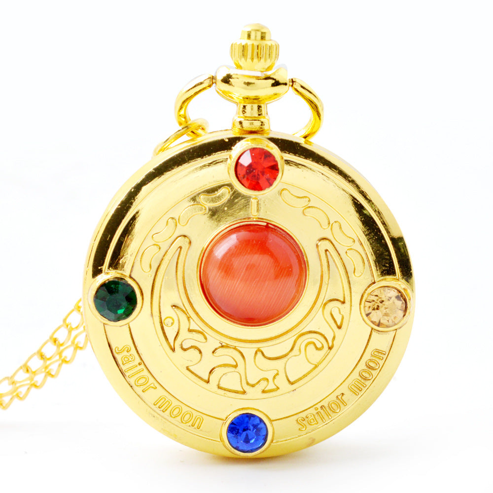 Cartoon female quartz necklace pocket watch beautiful girl with diamond pocket watch - Carvan Mart