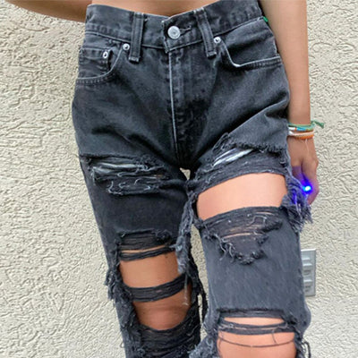 Sexy Ripped Ladies Jeans - Slimming Denim Trousers for Women - - Women's Jeans - Carvan Mart