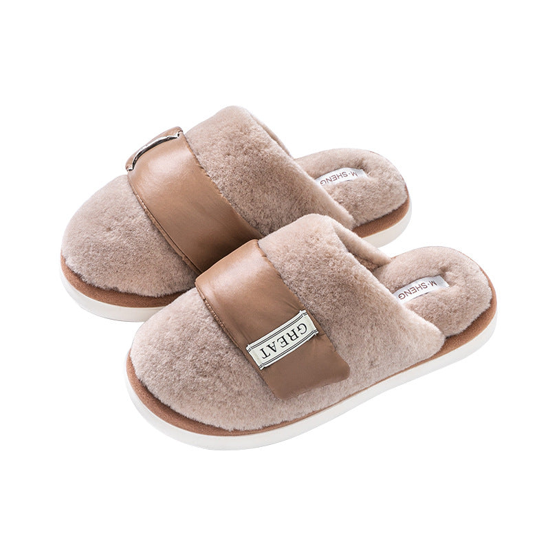 Hook Furry Slippers For Women Indoor Home Slipper Plus Velvet Warm Bedroom Cotton Shoes - Carvan Mart