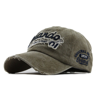 Cotton Washed Letter Hat Cowboy Retro Baseball Cap - Khaki - Men's Hats & Caps - Carvan Mart