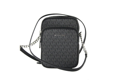 Michael Kors Medium Signature Leather North South Chain Crossbody Handbag Black - - - Michael Kors