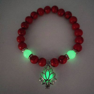 Energy Luminous Lotus Natural Stone Bracelet Yoga Healing Luminous Charm Beads Bracelet - Carvan Mart