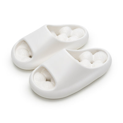 Women's Non-Slip Ball Massage Sole Slippers - Comfortable PVC House Shoes - White - Women's Slippers - Carvan Mart