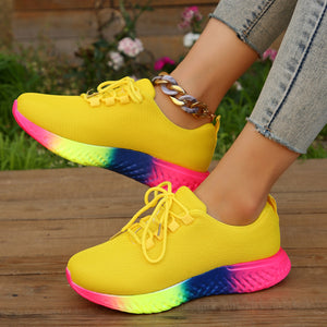 Vibrant Running Shoes | Colorful Breathable Athletic Sneakers for Daily Workout - Yellow - Women's Shoes - Carvan Mart