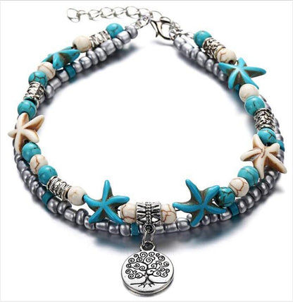 Simplicity Anklets Green Blue Color Star Fish Anklet Women Beach Foot Jewelry Leg Chain Ankle Bracelets Foot Accessory - Carvan Mart Ltd