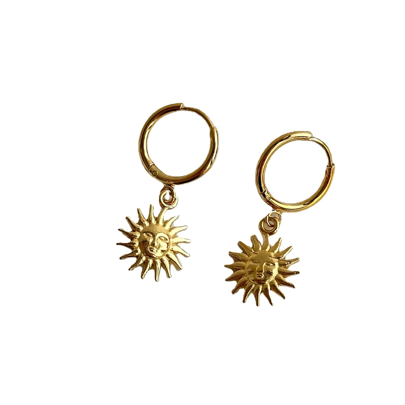 18K Gold Earrings Temperament Light Luxury Sun Element Trend Pendant Earrings Titanium Steel Plated - Gold - Earrings - Carvan Mart