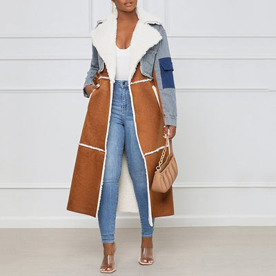 Fashion Denim Long Cotton Jacket - - Women's Coats & Jackets - Carvan Mart