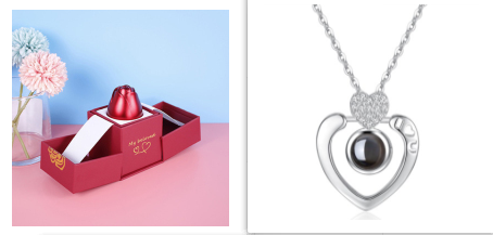 Valentine's Day Gifts Metal Rose Jewelry Gift Box Necklace Wedding Girlfriend Necklace Gifts - Set3 - Gift - Carvan Mart