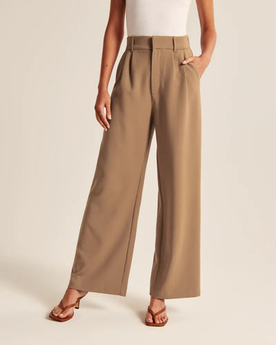 Elegant Dress Pants High Waist Straight Trousers Wide Leg Casual Suit Pants - Carvan Mart