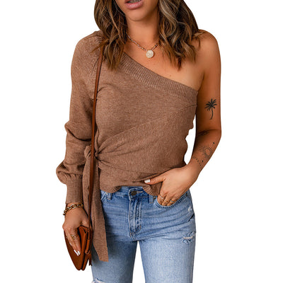 Women's Personalized Trendy Shoulder Sweater - LC2722183 Brown - Sweaters - Carvan Mart