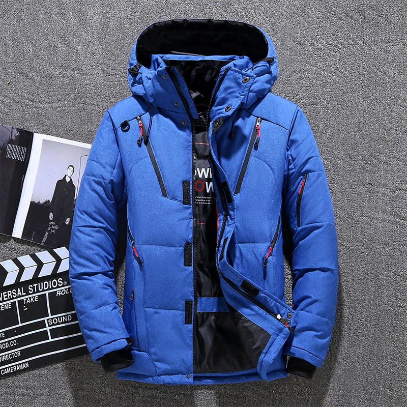 Winter Thick Men Jacket Solid Hooded Coats Hat Detachable Jacket - Carvan Mart