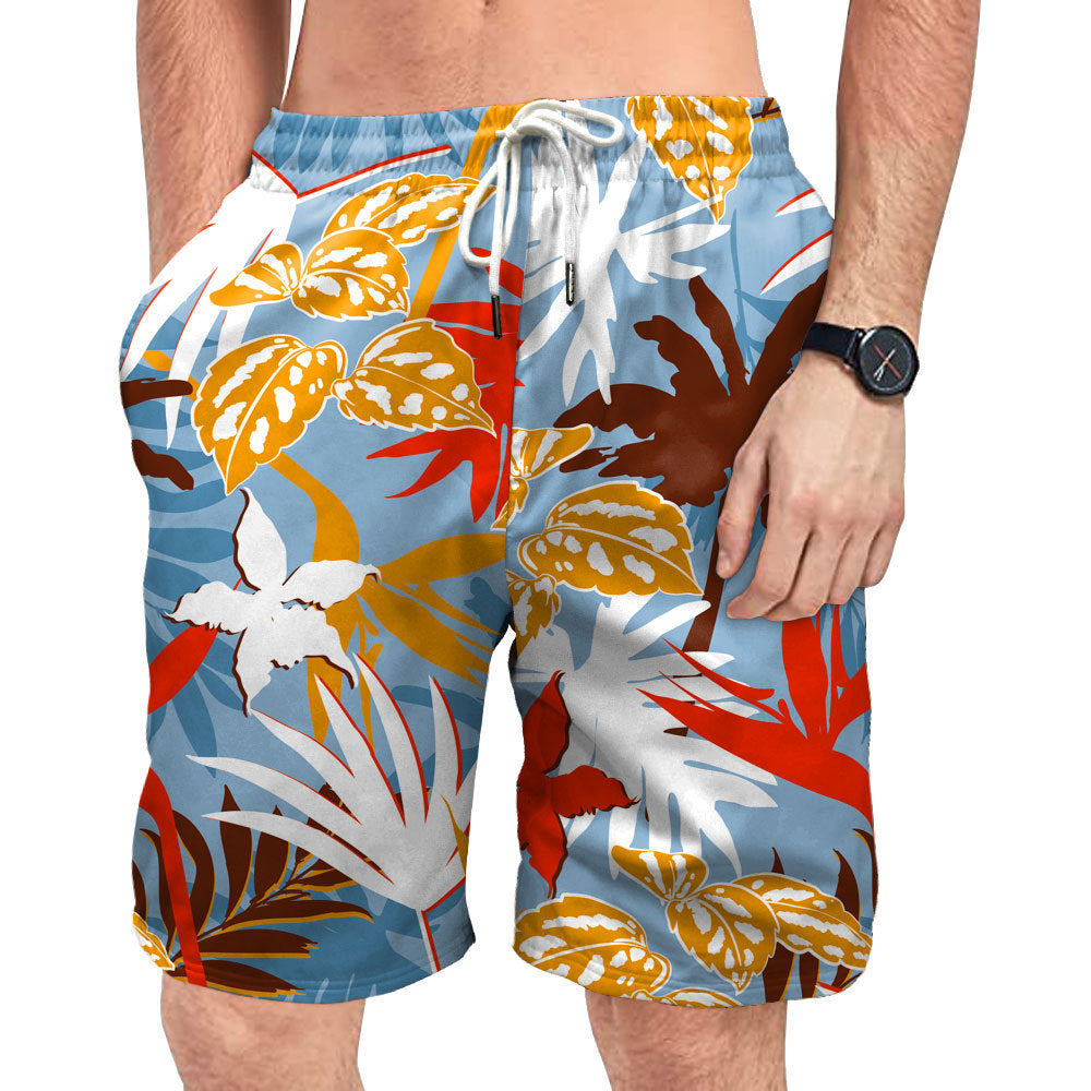 Men's Beach Digital Printed Shorts Shirt Inner Mesh Suit - - Men Suits & Sets - Carvan Mart