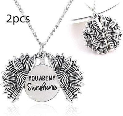 You Are My Sunshine Sunflower Necklace - White 2PCS - Necklaces - Carvan Mart