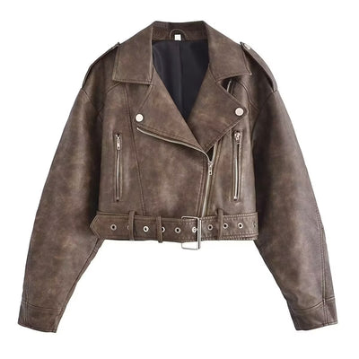 Women's Washable Gradient Leather Jacket - - Leather & Suede - Carvan Mart