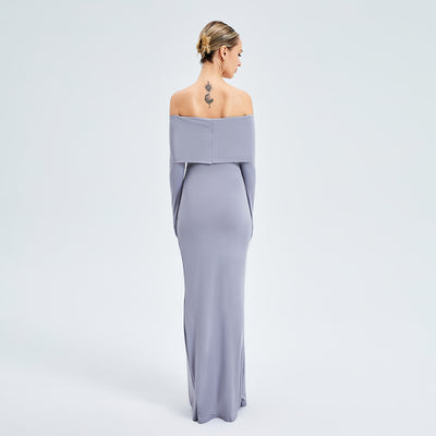 Elegant Off-shoulder Long-sleeved Long Dress - Carvan Mart