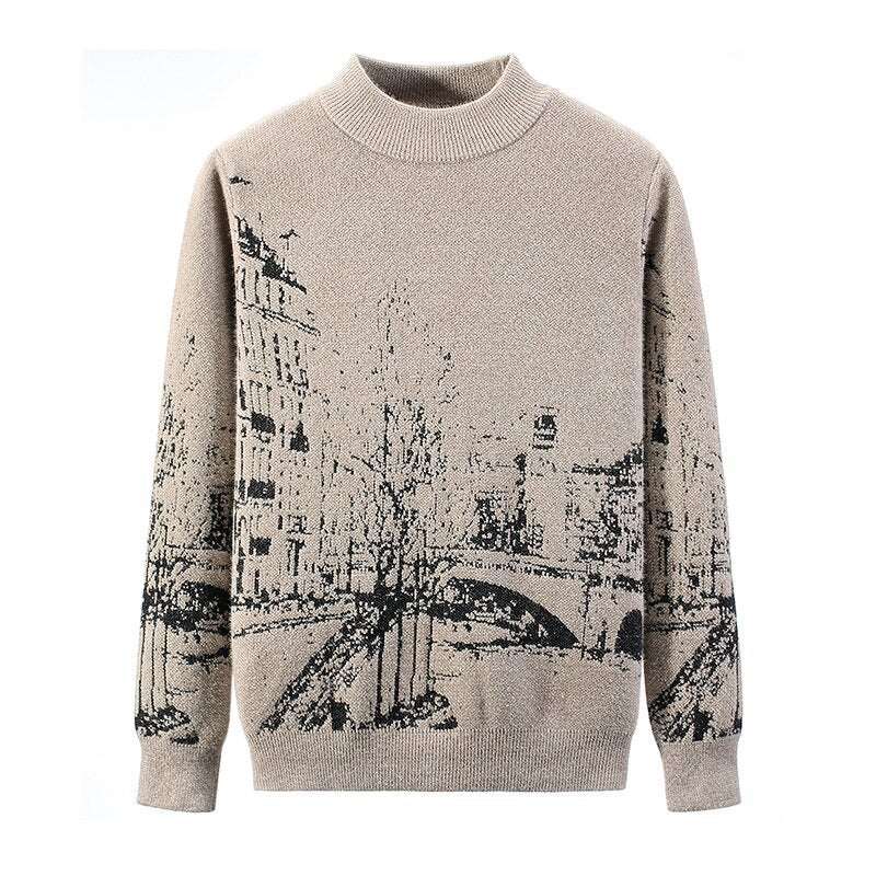 Winter Round Neck Long Sleeve Pullover Thick Sweater - Carvan Mart