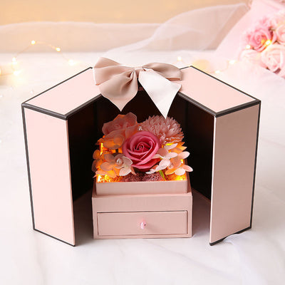 Gift Box Double Door Rose Gift Box Jewelry Creative Decorate Box - Pink Carnation light double door - Gift - Carvan Mart