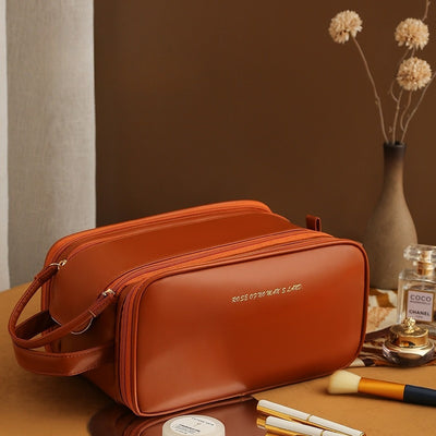 Three-layer Double Zipper U-shaped Cosmetic Bag High Capacity Make Up Bag - Carvan Mart