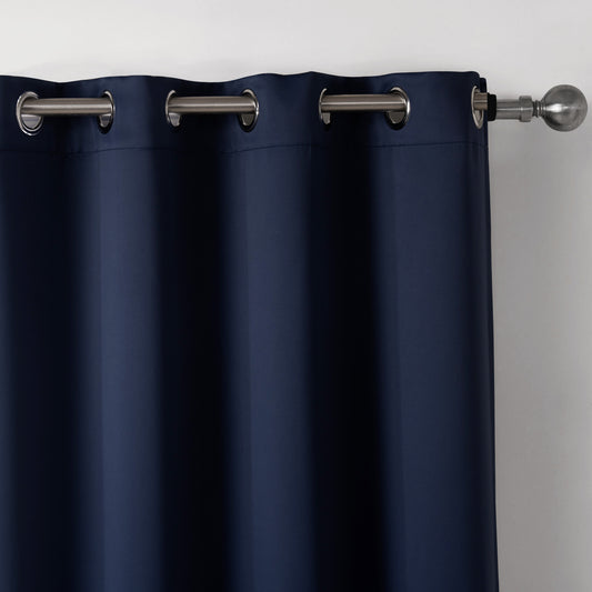 Dark Blue Bedroom Blackout Fabric Printed Curtains - Carvan Mart Ltd