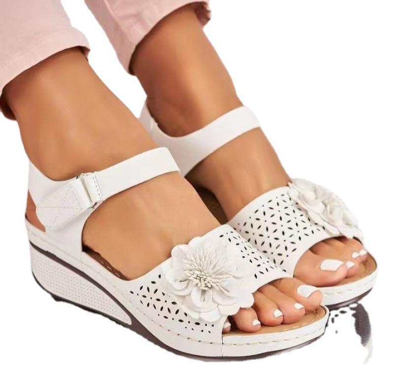 Women's Summer Plus Size Hollow-out Flower Platform Wedge Sandals - - Women's Sandals - Carvan Mart