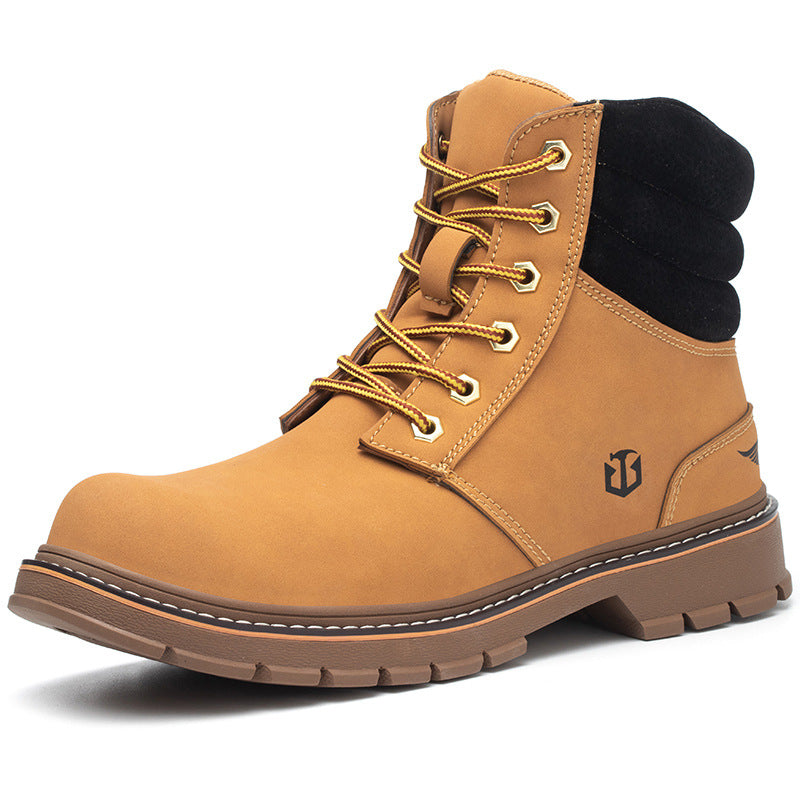 Men's Fashion Casual High-top Anti-smashing And Anti-penetration Labor Protection Shoes - Yellow - Men's Boots - Carvan Mart