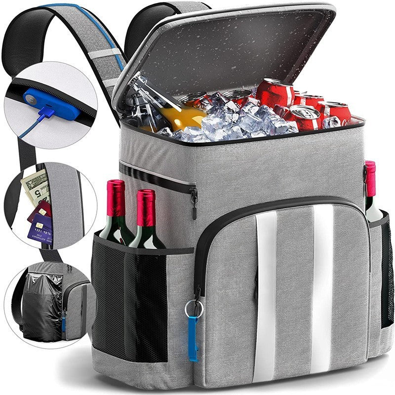 Waterproof Cooler Backpack Large Capacity Refrigerated Backpack Picnic Insulation - Grey - Gift - Carvan Mart