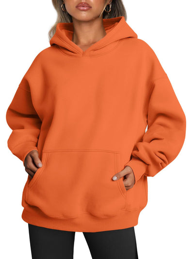 Women's Oversize Hoodies Fleece Loose Sweatshirts With Pocket Pullover Hoodies Sweater - Orange - Women's Hoodies & Sweatshirts - Carvan Mart