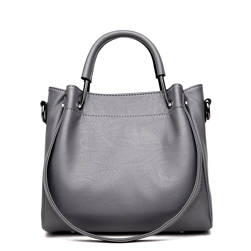 Halo Studded Bucket Handbags Women's Soft Leather Retro Bucket Handbag - Carvan Mart