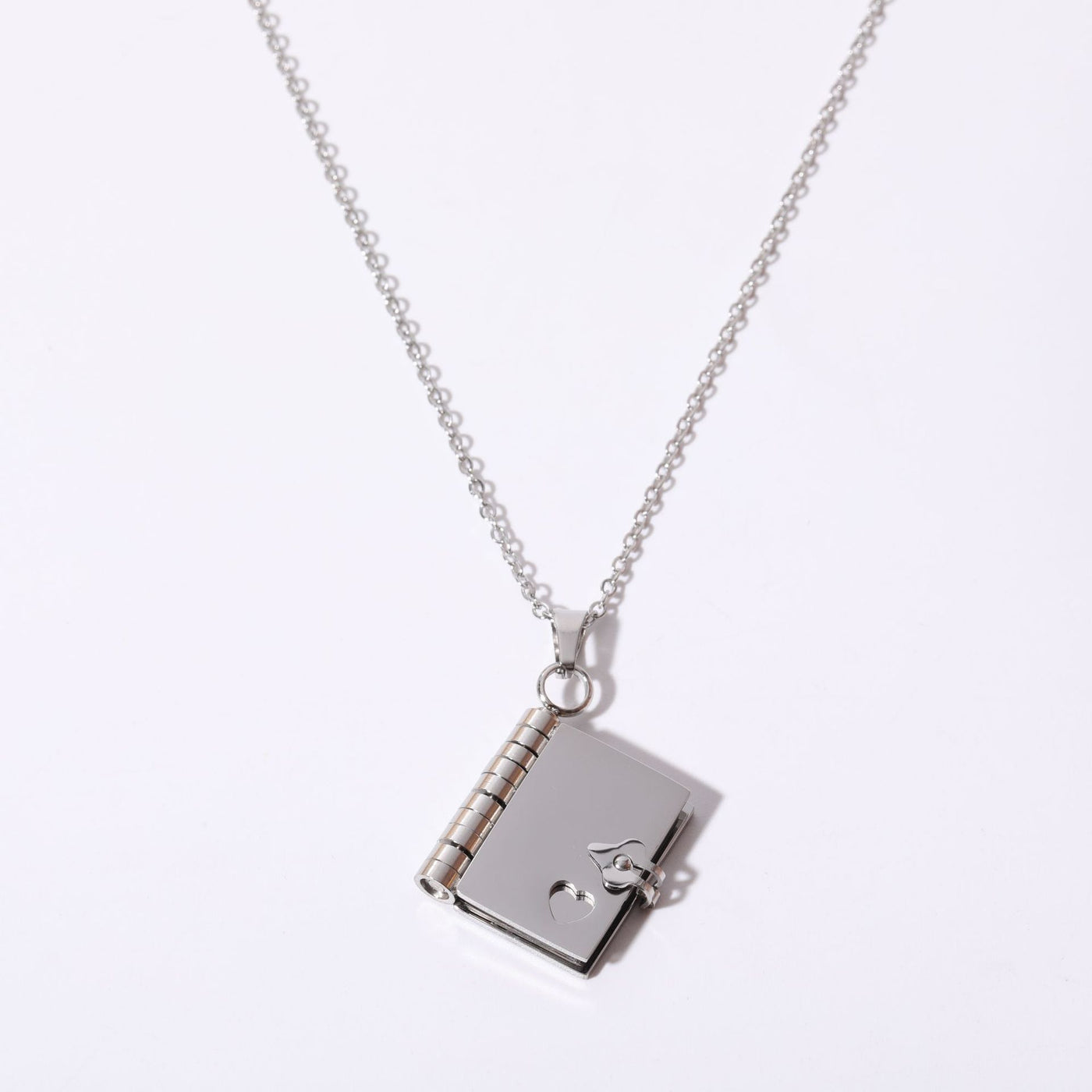 Stainless Steel Couple Love Open And Close Book Necklace - Carvan Mart