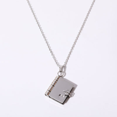 Stainless Steel Couple Love Open And Close Book Necklace - Carvan Mart